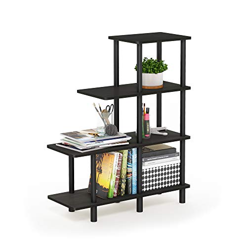 FURINNO Turn-N-Tube 4-Tier Cube Ladder Shelf, Espresso/Black