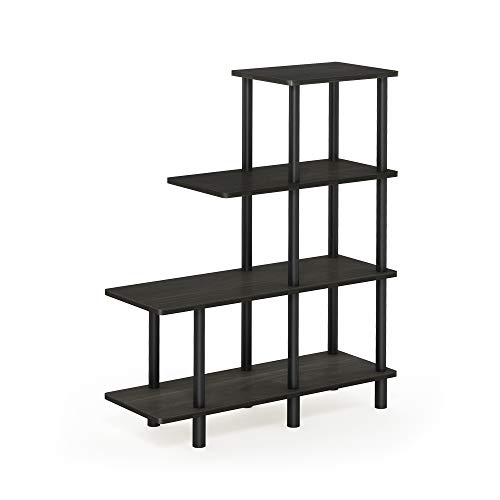 FURINNO Turn-N-Tube 4-Tier Cube Ladder Shelf, Espresso/Black