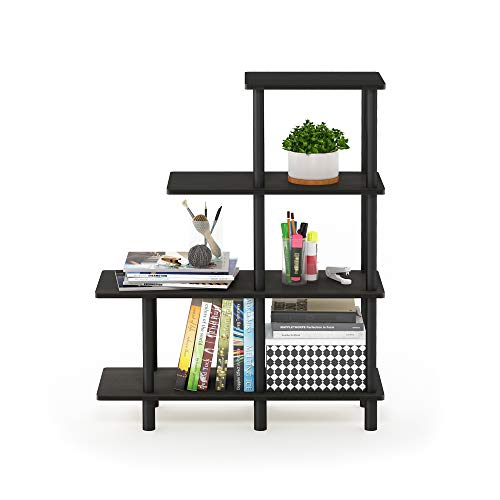 FURINNO Turn-N-Tube 4-Tier Cube Ladder Shelf, Espresso/Black