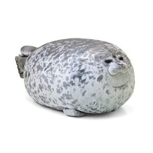 rainlin chubby blob seal pillow plush animal toy stuffed seal plushie cotton cute pillow gray 13.0 inch