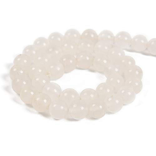 Nancybeads 60pcs 6mm Natural White Jade Gemstone Round Spacer Loose Stone Beads for Jewelry Making 15.5" 1 Strand (White Jade, 6mm 60Beads)