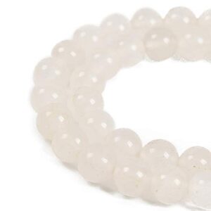 nancybeads 60pcs 6mm natural white jade gemstone round spacer loose stone beads for jewelry making 15.5" 1 strand (white jade, 6mm 60beads)