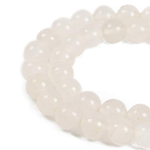 Nancybeads 60pcs 6mm Natural White Jade Gemstone Round Spacer Loose Stone Beads for Jewelry Making 15.5" 1 Strand (White Jade, 6mm 60Beads)