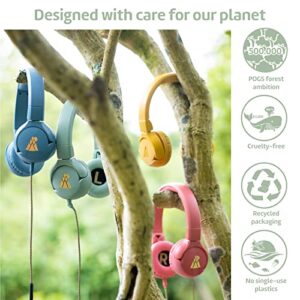 POGS Kids Wired Headphones | The Elephant | Foldable and Durable Headphones for Kids 3+ with Volume Control, Microphone, Volume Limiter 85 dB | Music-Sharing Function | (3.2ft, 3.5mm)