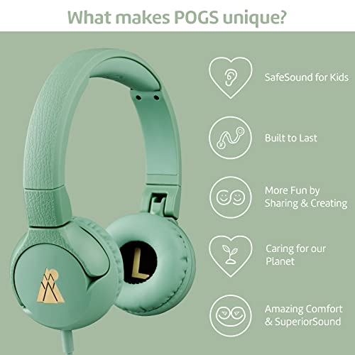 POGS Kids Wired Headphones | The Elephant | Foldable and Durable Headphones for Kids 3+ with Volume Control, Microphone, Volume Limiter 85 dB | Music-Sharing Function | (3.2ft, 3.5mm)