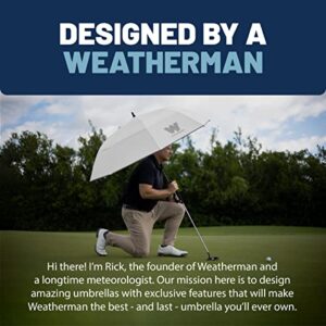 Weatherman Umbrella - Golf Umbrella - Windproof Sports Umbrella Resists Up to 55 MPH Winds - Available in 2 Sizes and 5 Colors (Navy, 68 inch)