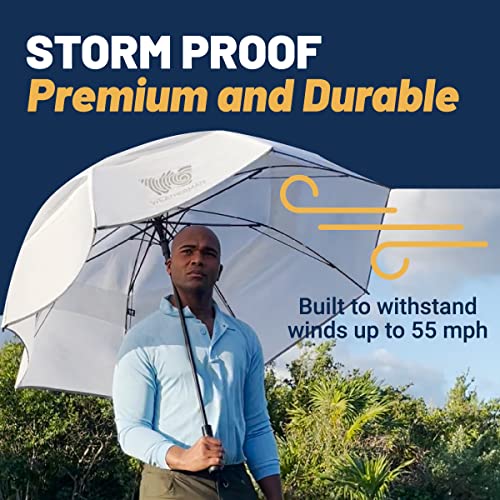 Weatherman Umbrella - Golf Umbrella - Windproof Sports Umbrella Resists Up to 55 MPH Winds - Available in 2 Sizes and 5 Colors (Navy, 68 inch)