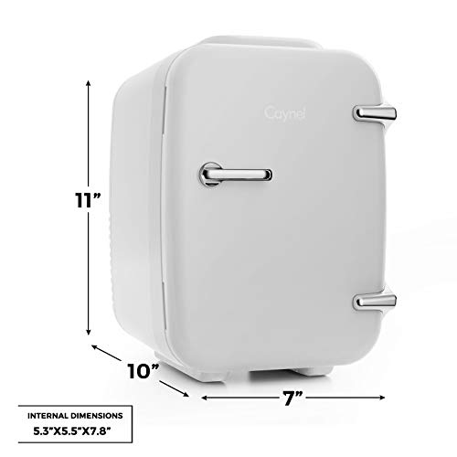 CAYNEL Mini Fridge Cooler and Warmer, (4Liter / 6Can) Portable Compact Personal Fridge, AC/DC Thermoelectric System, 100% Freon-Free Eco Friendly for Home, Office and Car