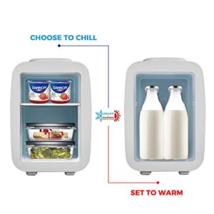 CAYNEL Mini Fridge Cooler and Warmer, (4Liter / 6Can) Portable Compact Personal Fridge, AC/DC Thermoelectric System, 100% Freon-Free Eco Friendly for Home, Office and Car