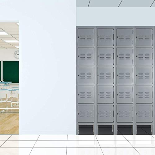 INTERGREAT Metal Locker for School Office Gym Metal Storage Locker Cabinet for Employees Students Steel Locker 5 Tier with 5 Door Gray