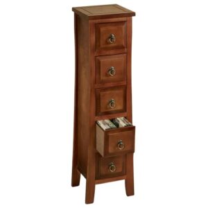 touch of class pesaro ii storage cabinet regal walnut five drawer - made of wood - narrow, vertical - elegant furniture for bedroom, living room, office - functional furnishing