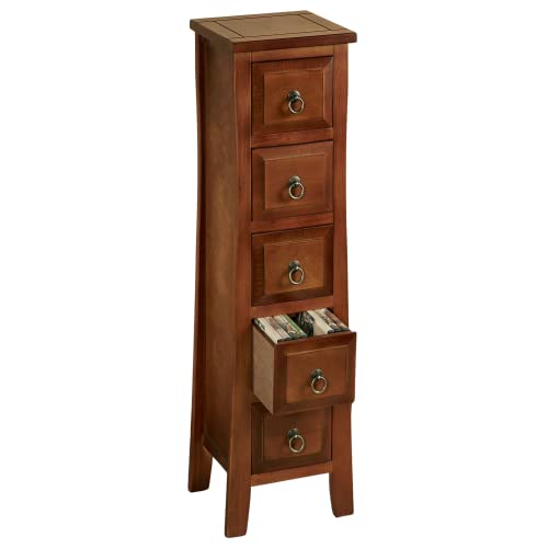 Touch of Class Pesaro II Storage Cabinet Regal Walnut Five Drawer - Made of Wood - Narrow, Vertical - Elegant Furniture for Bedroom, Living Room, Office - Functional Furnishing