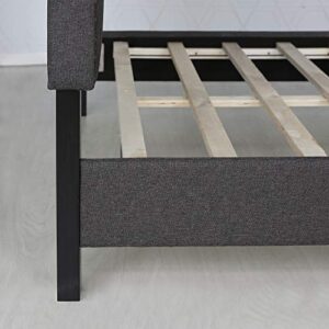 Furinno Laval Button Tufted Upholstered Platform Bed Frame, Twin, Stone