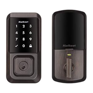 kwikset halo wi-fi smart door lock, keyless entry electronic touchscreen deadbolt with smartkey security, no hub required app remote control, venetian bronze
