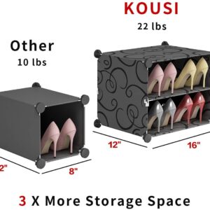 KOUSI 6 x 8-Tier Shoe Rack Shoe Tower Storage Cabinet Shoe Organizer Storage Organizer Modular Shoe Cabinet with Doors, Black