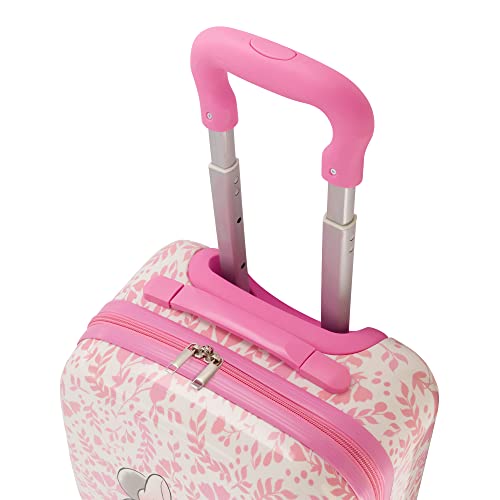 FUL Disney Minnie Mouse 21 Inch Kids Rolling Luggage, Hardshell Carry On Suitcase with Wheels, Pink - Floral