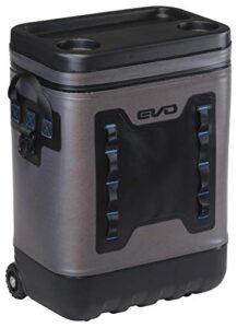 evolution outdoor evo leak proof rolling cooler 25 quart, 16x 12x 22in. insulated cooler bag with abs molded top, 8 accessory loops, retractable 4-stage handle