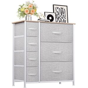 yitahome dresser with 7 drawers - fabric storage tower, organizer unit for bedroom, living room, hallway, closets & nursery - sturdy steel frame, wooden top & easy pull fabric bins