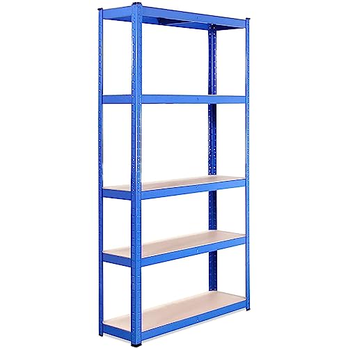 G-Rack Garage Shelving Units - 5 Tier Storage Rack Shelves Shelf Unit - 180 x 90 x 30-1 Bay 150kg Per Shelf - Heavy Duty Racking Metal Industrial Shelves Storage Rack Shed Solutions - Blue