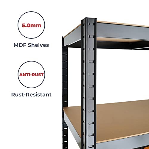 180cm x 120cm x 60cm, Black 5 Tier (175KG Per Shelf), 875KG Capacity Extra Deep Garage Shed Racking Storage Shelving Unit, 5 Year Warranty…