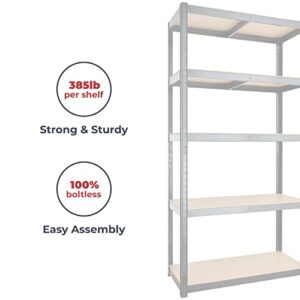 180cm x 120cm x 60cm, Black 5 Tier (175KG Per Shelf), 875KG Capacity Extra Deep Garage Shed Racking Storage Shelving Unit, 5 Year Warranty…