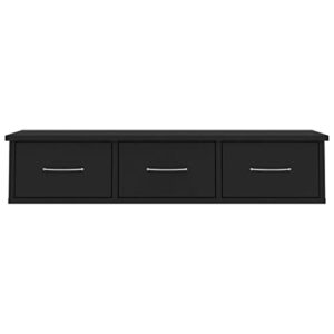 vidaXL Wall Cabinet, Floating Cabinet with 3 Drawers, Display Shelf, Wall Mounted Stand for Book DVD Photo Frame Trophy Display, Modern, Black