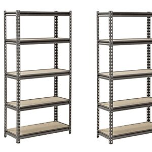 Muscle Rack UR301260PB5P-SV Silver Vein Steel Storage Rack, 5 Adjustable Shelves, 4000 lb. Capacity, 60" Height x 30" Width x 12" Depth (Pack of 2)