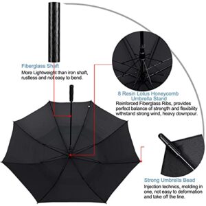 G4Free 72 Inch Huge Large Oversize Golf Umbrella Automatic Open Double Canopy Vented Windproof Stick Umbrellas, 6 Ft Heavy Duty Outdoor Doorman Umbrella Family Umbrella(Black)