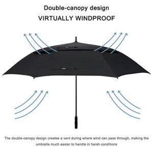 G4Free 72 Inch Huge Large Oversize Golf Umbrella Automatic Open Double Canopy Vented Windproof Stick Umbrellas, 6 Ft Heavy Duty Outdoor Doorman Umbrella Family Umbrella(Black)