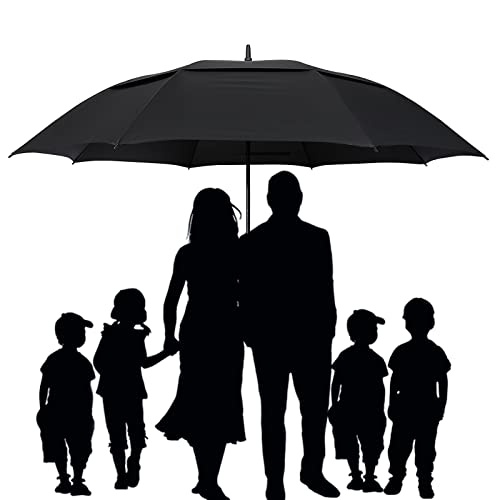 G4Free 72 Inch Huge Large Oversize Golf Umbrella Automatic Open Double Canopy Vented Windproof Stick Umbrellas, 6 Ft Heavy Duty Outdoor Doorman Umbrella Family Umbrella(Black)