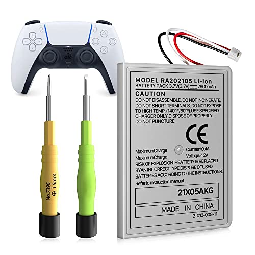 PS5 Controller Battery, [2800mAh] High Capacity Replacement New 0 Cycle Li-ion Battery for Sony Playstation 5 Dualsense Controller CFI-ZCT1 W B U Replace PS5 LIP1708 Battery Pack with Tool Kit