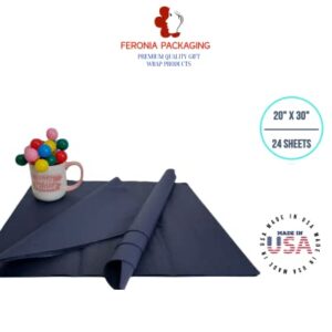 Navy Blue Tissue Paper Squares, Bulk 24 Sheets, Premium Gift Wrap and Art Supplies for Birthdays, Holidays, or Presents by Feronia packaging, Large 20 Inch x 30 Inch