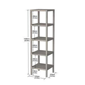 INTERBUILD REAL WOOD Holger 5 Tier Storage Shelving Tower, Acacia Wood, 53" x 15" x 15" - Dusk Grey