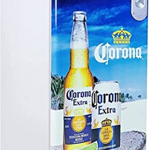 Corona Compact Fridge with Bottle Opener, 90 L/ 95 Quart 3.2 Cubic Foot for Snacks, Beverages, Juice, Beer, Den, Dorm, Office, Games Room, or RV