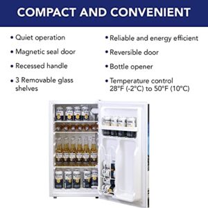 Corona Compact Fridge with Bottle Opener, 90 L/ 95 Quart 3.2 Cubic Foot for Snacks, Beverages, Juice, Beer, Den, Dorm, Office, Games Room, or RV