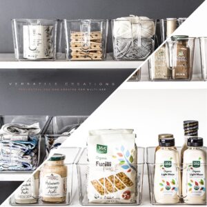 BINO l Plastic Storage Bins l THE HOLDER COLLECTION l 4-Pack, Medium Multi-Use Clear Containers for Organizing with Built-in Handles l Pantry Organization & Storage l Kitchen Organizer l Storage Bins