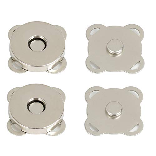 10 Sets Sew in Magnetic Bag Clasps Button Snaps Clasps Magnet Button for Purses Handbag Clothes Scrapbooking Closure Fastener Sewing Craft DIY (Silver,15mm)