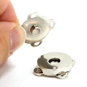 10 Sets Sew in Magnetic Bag Clasps Button Snaps Clasps Magnet Button for Purses Handbag Clothes Scrapbooking Closure Fastener Sewing Craft DIY (Silver,15mm)