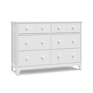 Stork Craft STORKCRAFT Moss 6 Drawer Double Kids Bedroom Dresser, 17.05x48.07x34.49(LxWxH) inches (Pack of 1), White