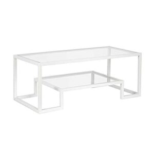 henn&hart 45" wide rectangular coffee table in white, modern coffee tables for living room, studio apartment essentials