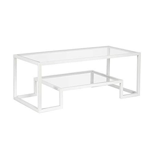 Henn&Hart 45" Wide Rectangular Coffee Table in White, Modern coffee tables for living room, studio apartment essentials