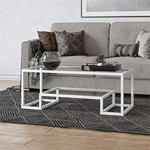 Henn&Hart 45" Wide Rectangular Coffee Table in White, Modern coffee tables for living room, studio apartment essentials