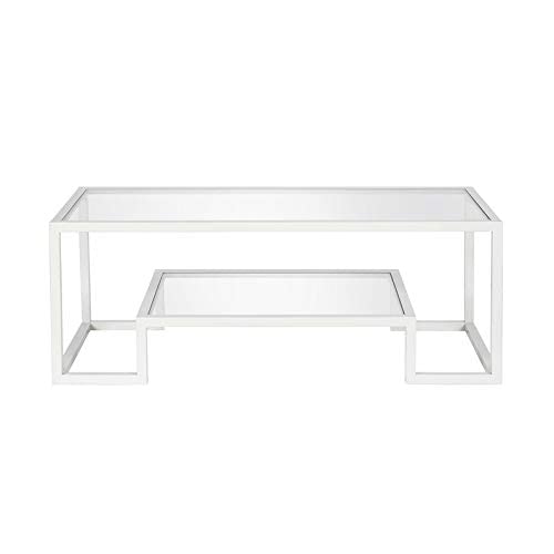 Henn&Hart 45" Wide Rectangular Coffee Table in White, Modern coffee tables for living room, studio apartment essentials