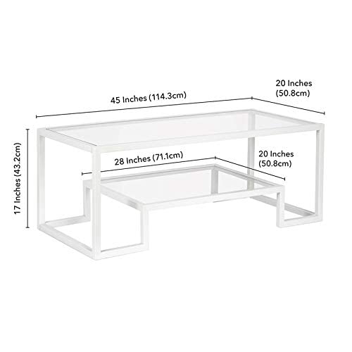 Henn&Hart 45" Wide Rectangular Coffee Table in White, Modern coffee tables for living room, studio apartment essentials