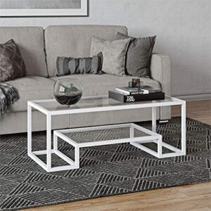 Henn&Hart 45" Wide Rectangular Coffee Table in White, Modern coffee tables for living room, studio apartment essentials