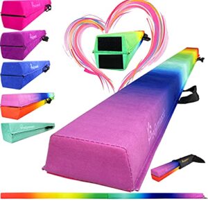 pregymnastic folding balance beam 8ft/9.5ft -extra-firm suede cover with shinning sticker and carry bag for home/school/club/travel