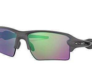 Oakley Men's OO9188 Flak 2.0 XL Rectangular Sunglasses, Steel/Prizm Road Jade, 59 mm