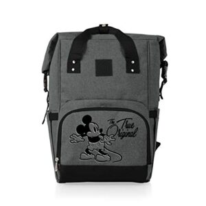 oniva - a picnic time brand - disney mickey mouse otg roll-top cooler backpack - hiking backpack cooler - soft cooler bag, (heathered gray) 26 x 7.5 x 10.25