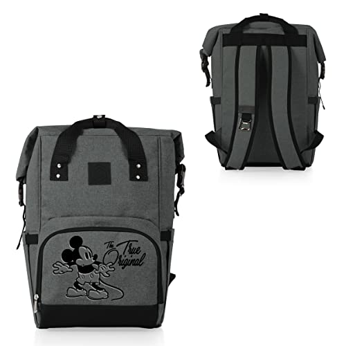 ONIVA - a Picnic Time brand - Disney Mickey Mouse OTG Roll-Top Cooler Backpack - Hiking Backpack Cooler - Soft Cooler Bag, (Heathered Gray) 26 x 7.5 x 10.25