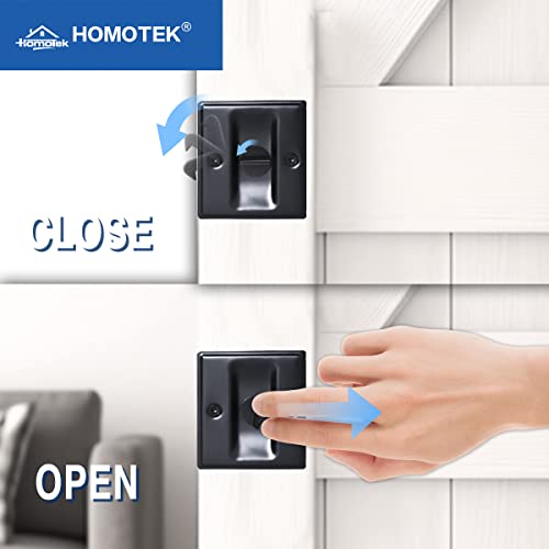 HOMOTEK Privacy Sliding Door Lock with Pull - Replace Old Or Damaged Pocket Locks Hardware Quickly and Easily, 2-3/4”x2-1/2”, for 1-3/8” Thickness Door, Black